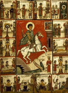 Miracle of St George and the Dragon, with Scenes from His Life. Novgorod by Unbekannt Unbekannt